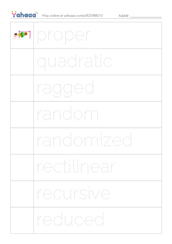 Common Adjectives in English: algorithms 8 PDF one column image words