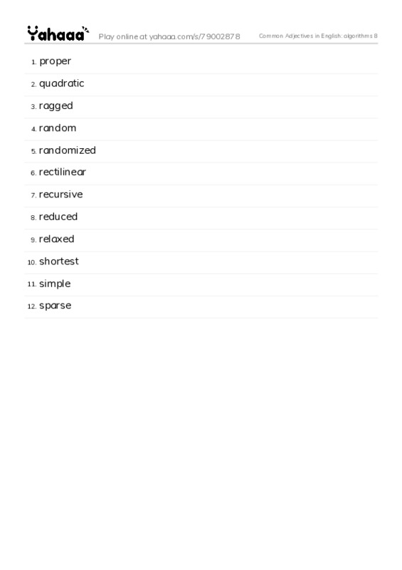 Common Adjectives in English: algorithms 8 PDF words glossary