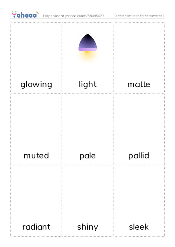 Common Adjectives in English: appearance 2 PDF flaschards with images