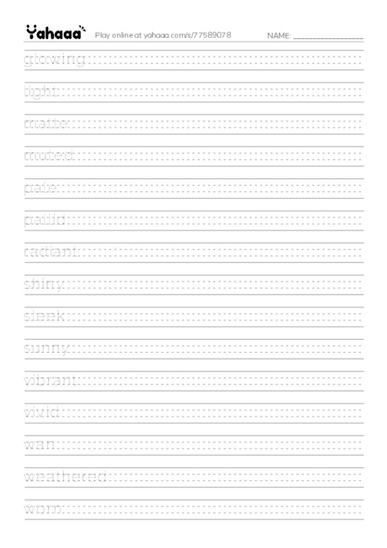 Common Adjectives in English: appearance 2 PDF write between the lines worksheet
