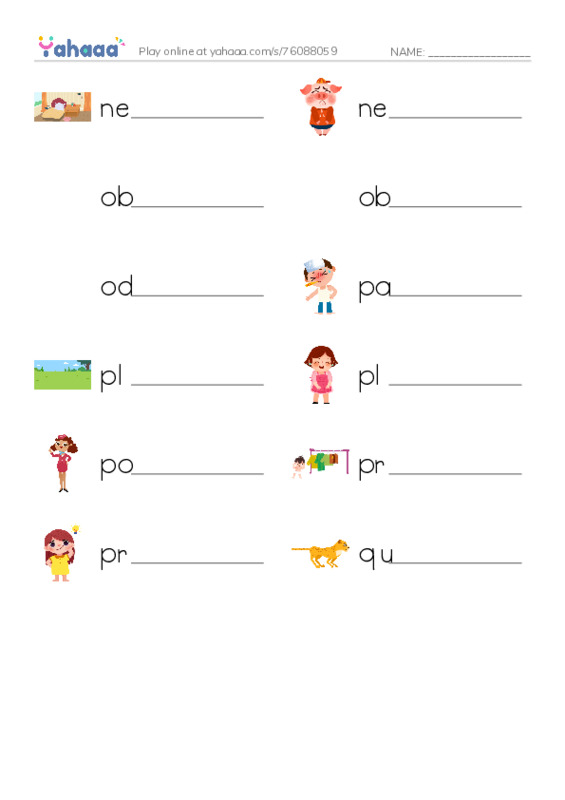 Common Adjectives in English: character 6 PDF worksheet writing row