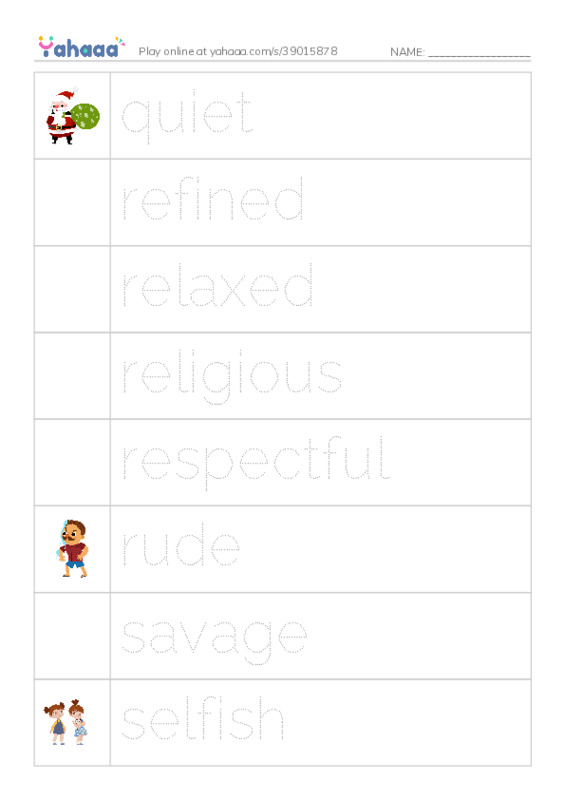 Common Adjectives in English: character 7 PDF one column image words