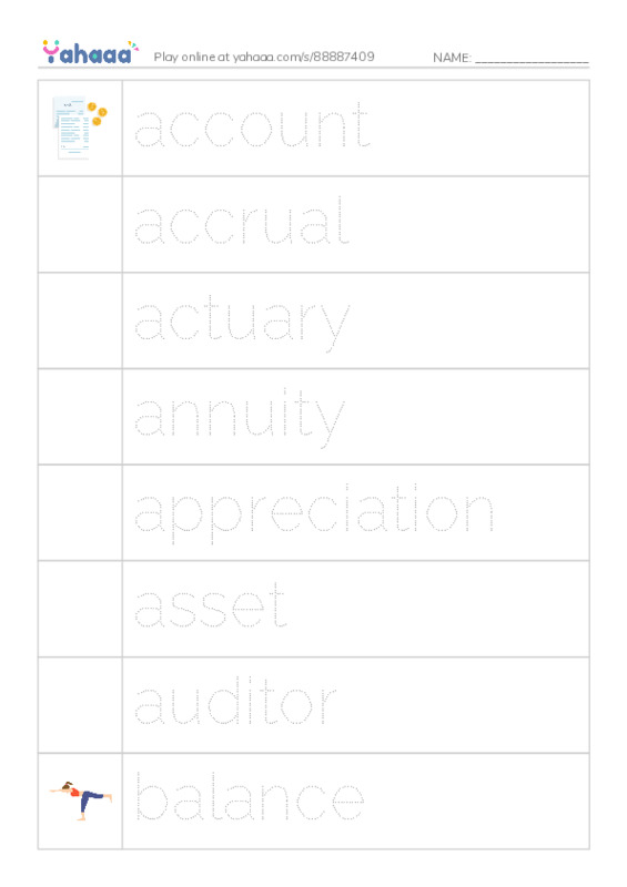 Common Nouns in English: accounting 1 PDF one column image words