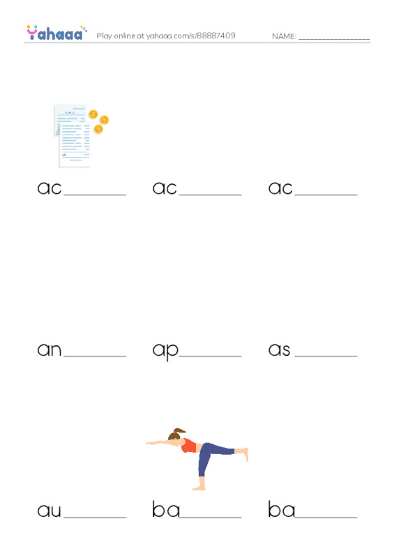 Common Nouns in English: accounting 1 PDF worksheet to fill in words gaps
