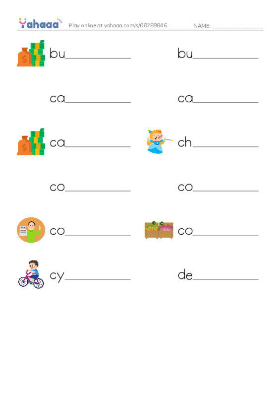 Common Nouns in English: accounting 2 PDF worksheet writing row