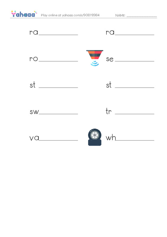 Common Nouns in English: car parts 3 PDF worksheet writing row