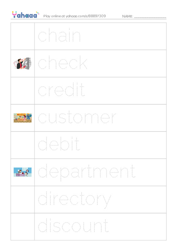 Common Nouns in English: shopping 2 PDF one column image words