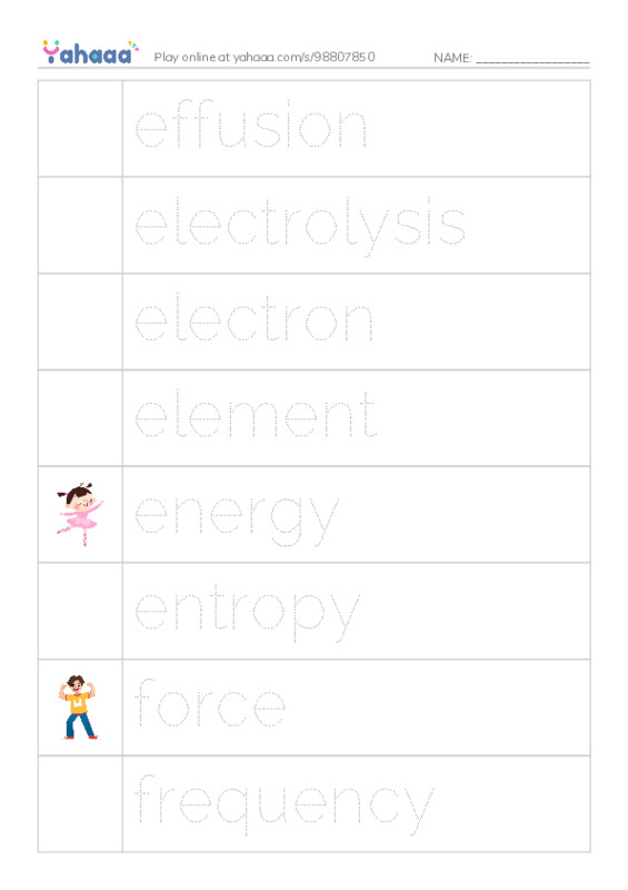 Common Nouns in English: chemistry 2 PDF one column image words
