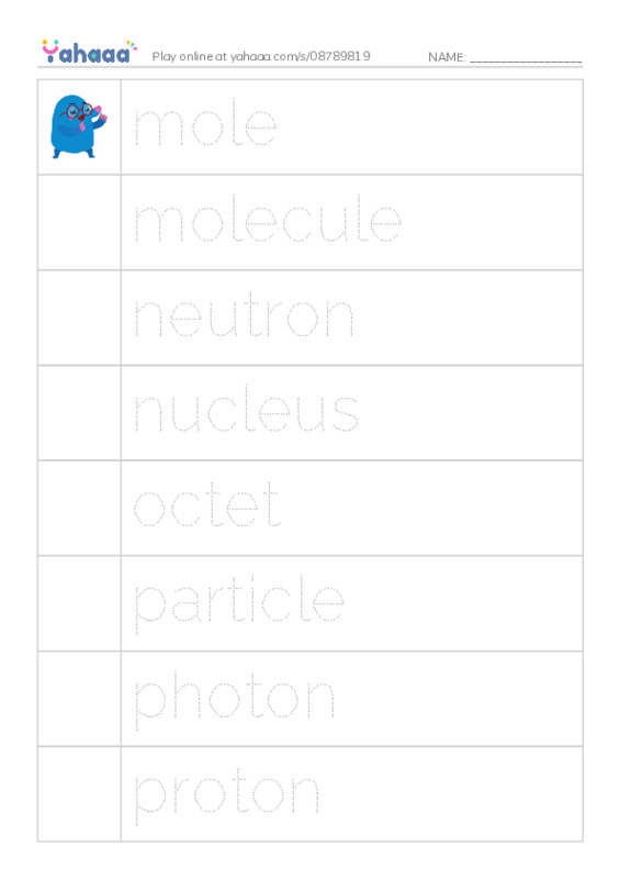 Common Nouns in English: chemistry 3 PDF one column image words