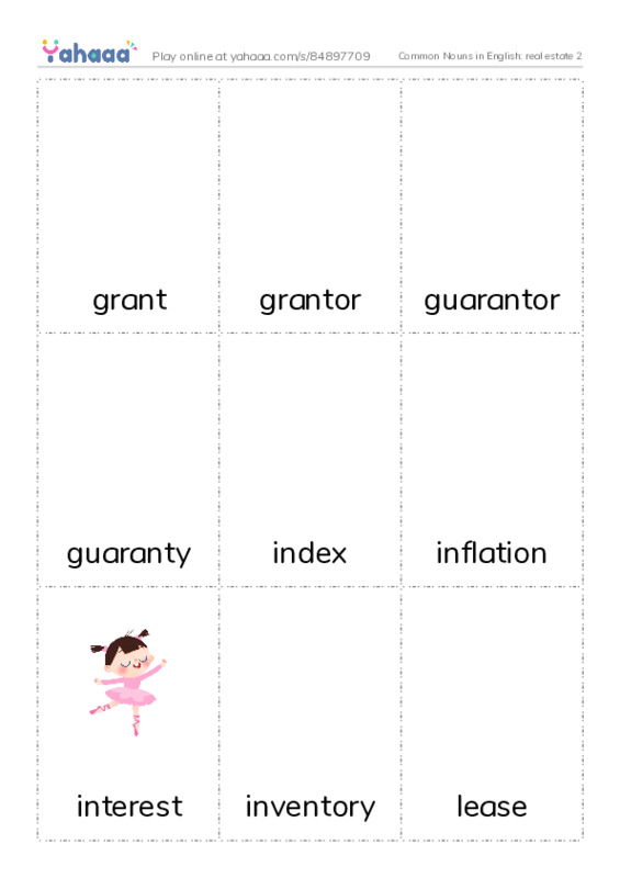 Common Nouns in English: real estate 2 PDF flaschards with images