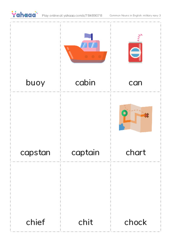 Common Nouns in English: military navy 3 PDF flaschards with images