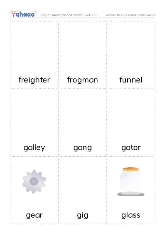 Common Nouns in English: military navy 6 PDF flaschards with images