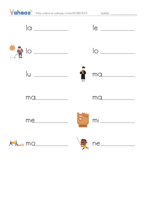 Common Nouns in English: sports 6 PDF worksheet writing row