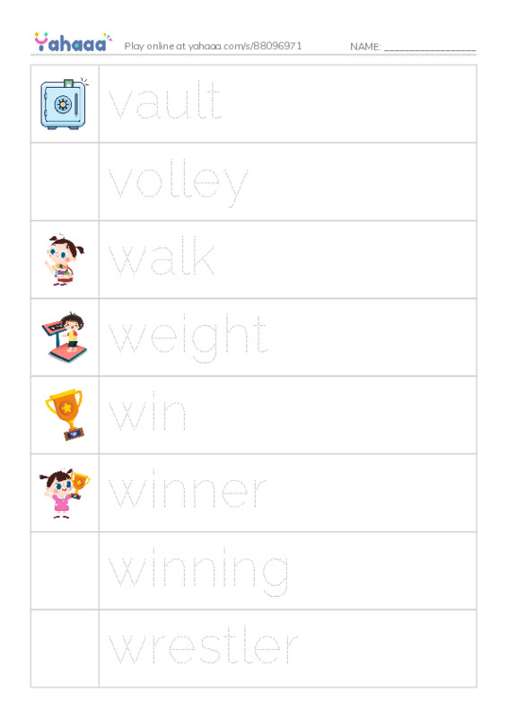 Common Nouns in English: sports 11 PDF one column image words