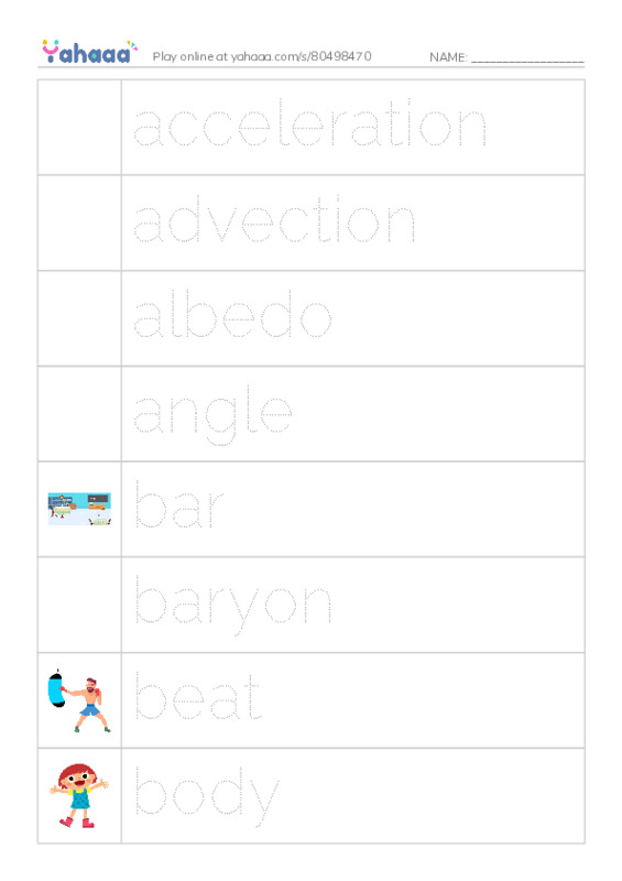 Common Nouns in English: physics 1 PDF one column image words