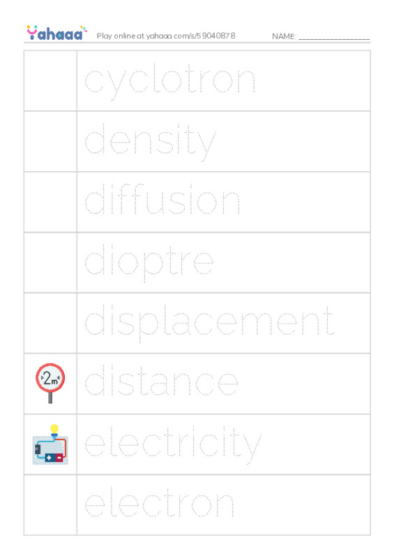 Common Nouns in English: physics 2 PDF one column image words