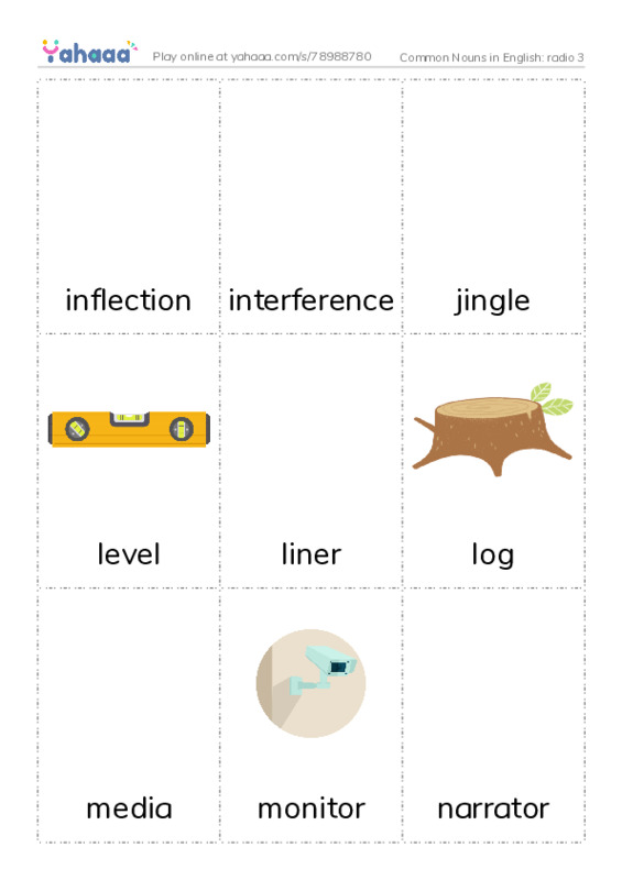 Common Nouns in English: radio 3 PDF flaschards with images