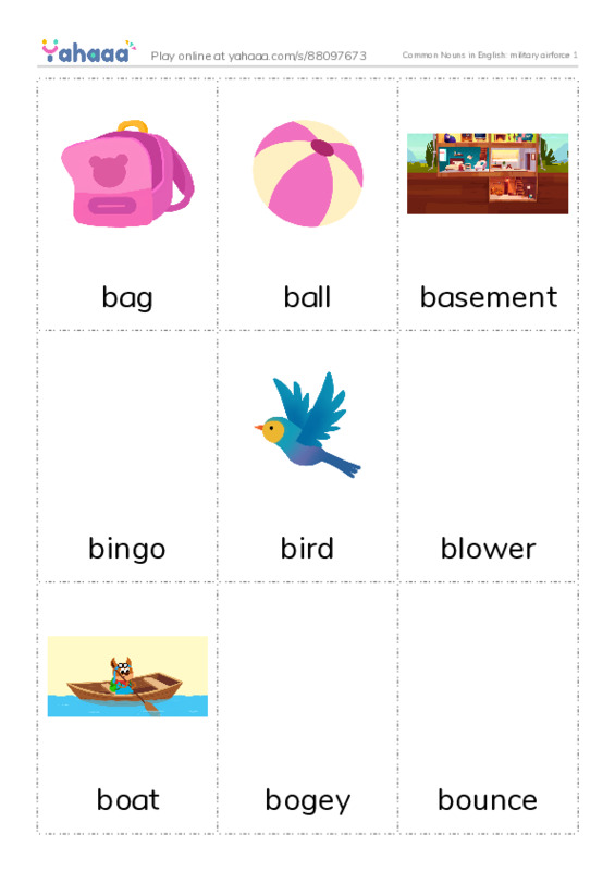Common Nouns in English: military airforce 1 PDF flaschards with images
