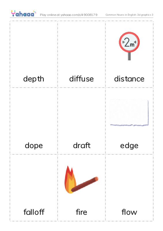 Common Nouns in English: 3d graphics 3 PDF flaschards with images
