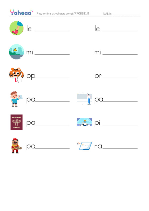 Common Nouns in English: travel 3 PDF worksheet writing row