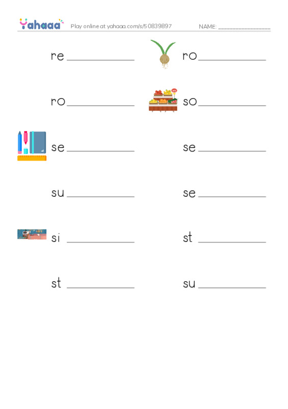 Common Nouns in English: algorithms 8 PDF worksheet writing row