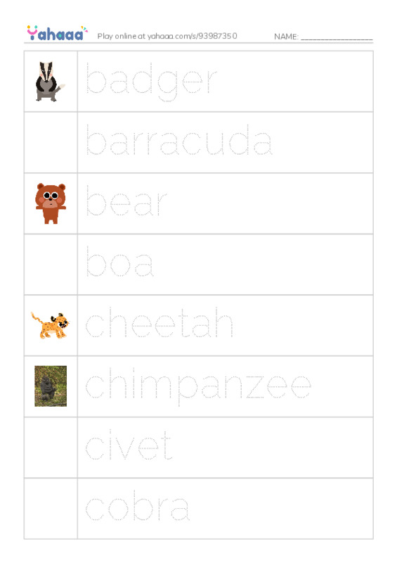Common Nouns in English: apex predators 1 PDF one column image words