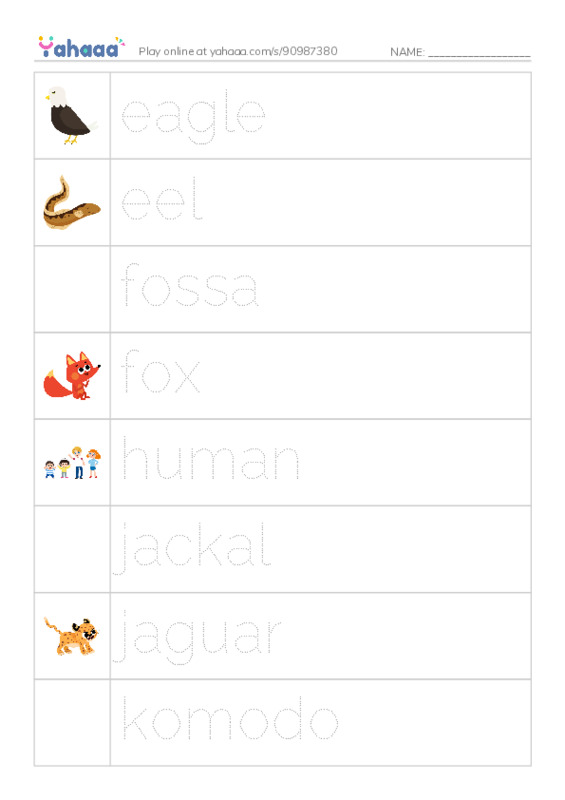 Common Nouns in English: apex predators 2 PDF one column image words