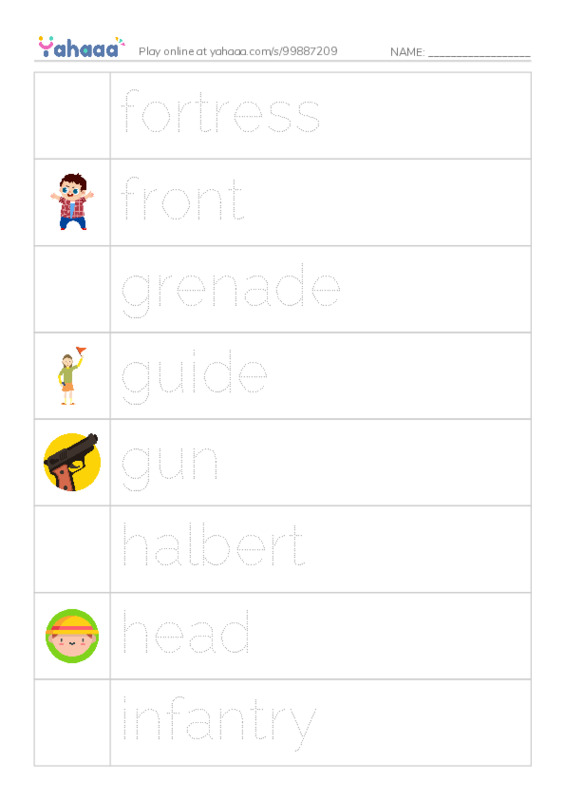 Common Nouns in English: military army 4 PDF one column image words