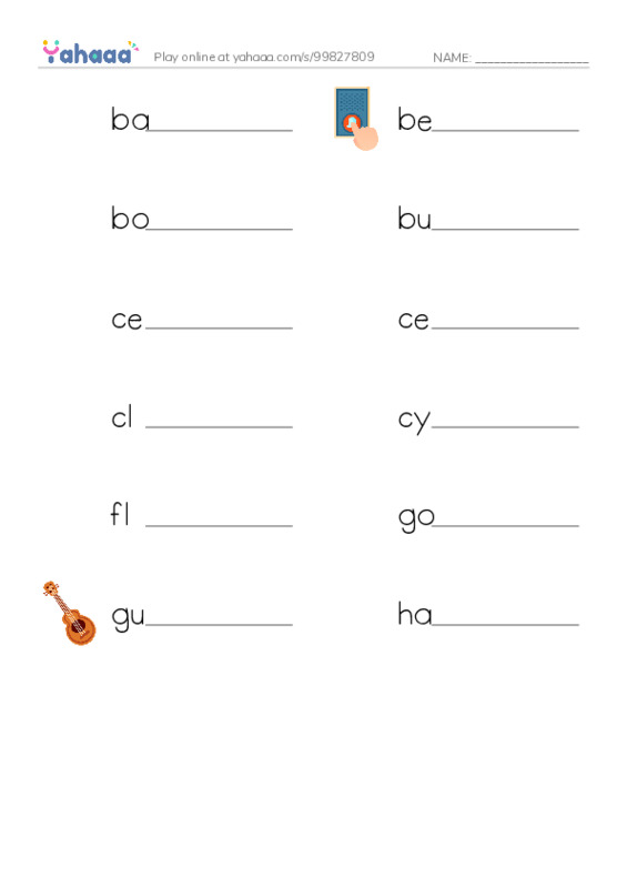 Common Nouns in English: music instruments 1 PDF worksheet writing row