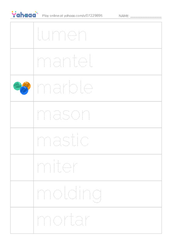 Common Nouns in English: construction 10 PDF one column image words