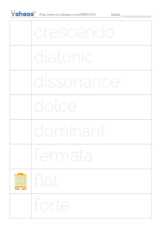 Common Nouns in English: music theory 2 PDF one column image words