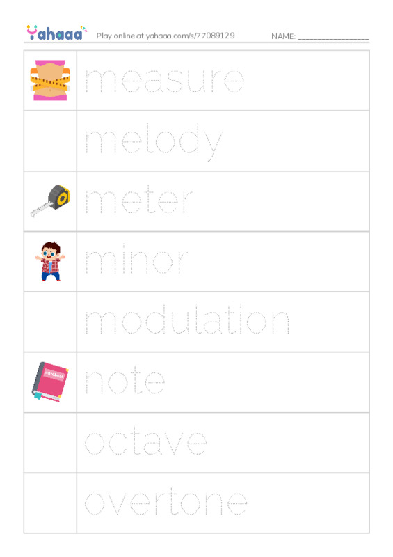 Common Nouns in English: music theory 3 PDF one column image words