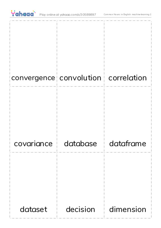 Common Nouns in English: machine learning 2 PDF flaschards with images