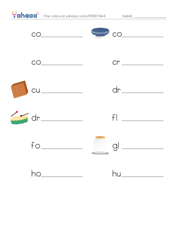 Common Nouns in English: containers 3 PDF worksheet writing row