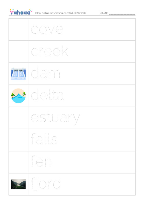 Common Nouns in English: water 2 PDF one column image words