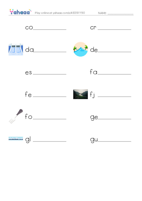 Common Nouns in English: water 2 PDF worksheet writing row