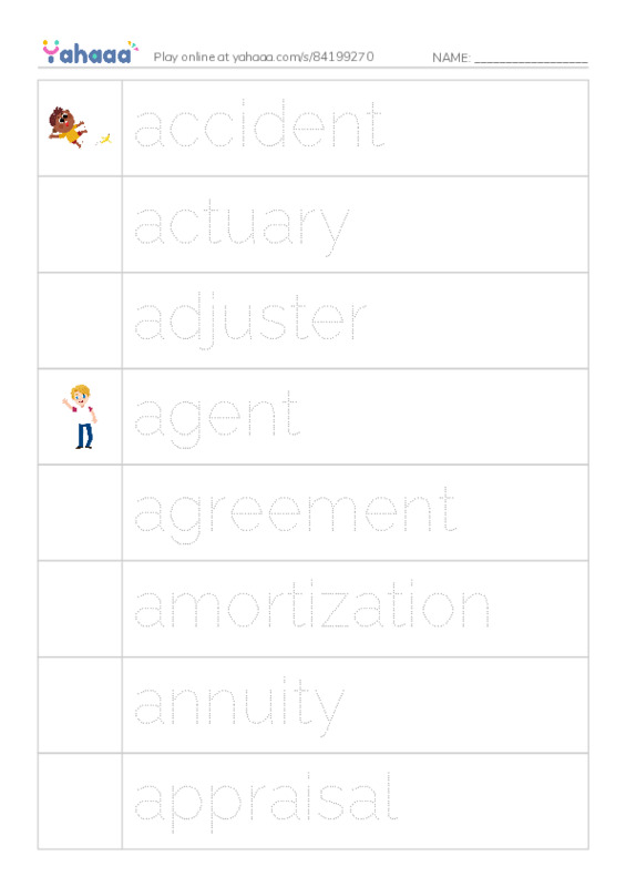 Common Nouns in English: insurance 1 PDF one column image words