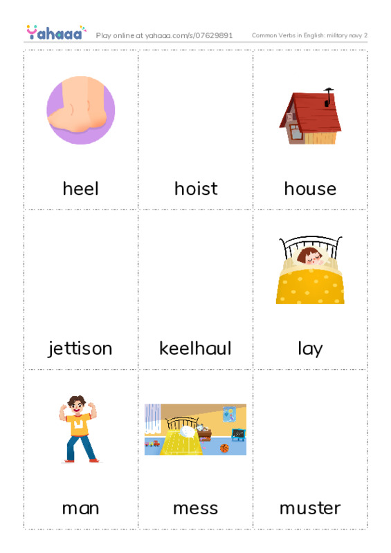 Common Verbs in English: military navy 2 PDF flaschards with images