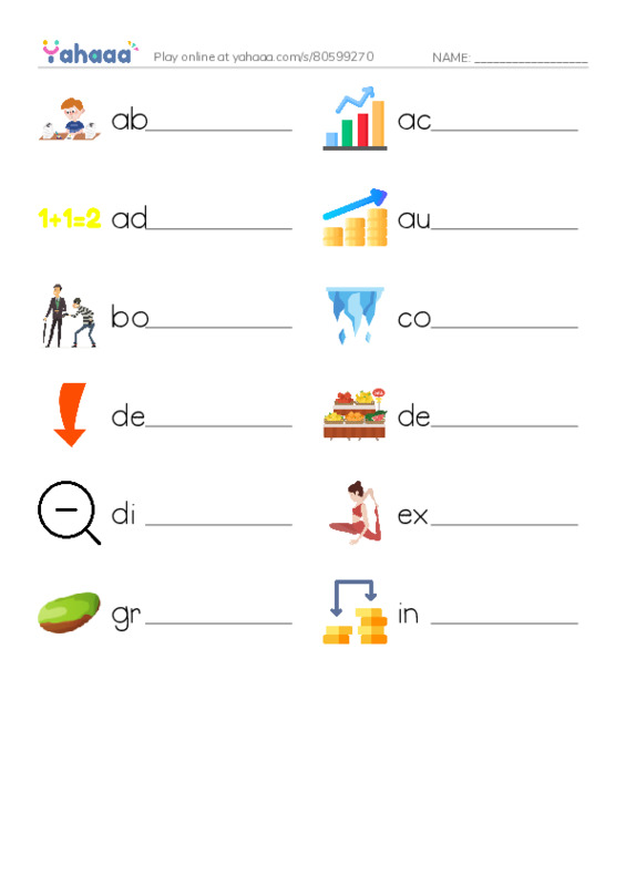 Common Verbs in English: quantity 1 PDF worksheet writing row
