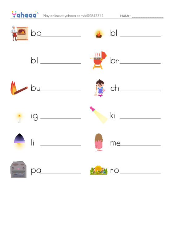 Common Verbs in English: fire 1 PDF worksheet writing row