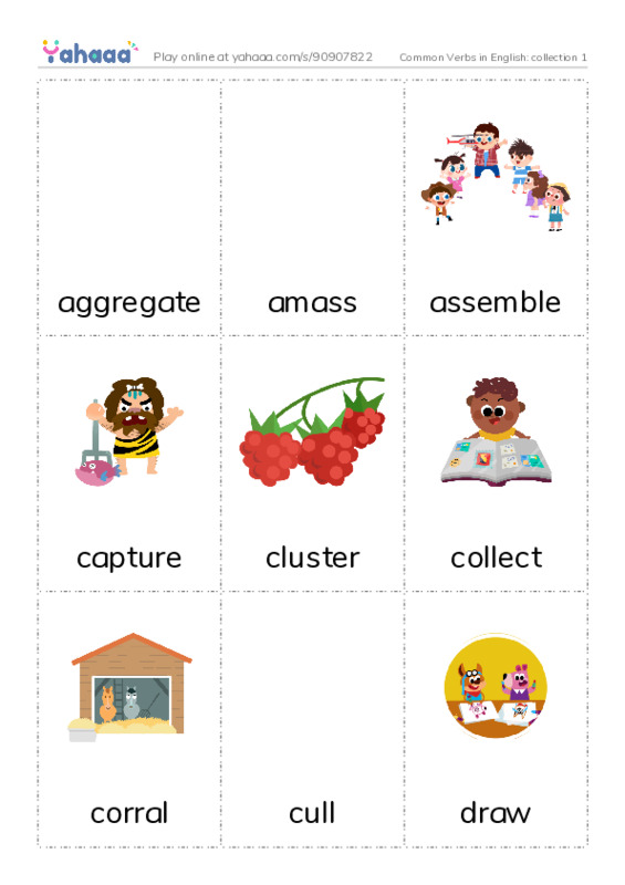 Common Verbs in English: collection 1 PDF flaschards with images