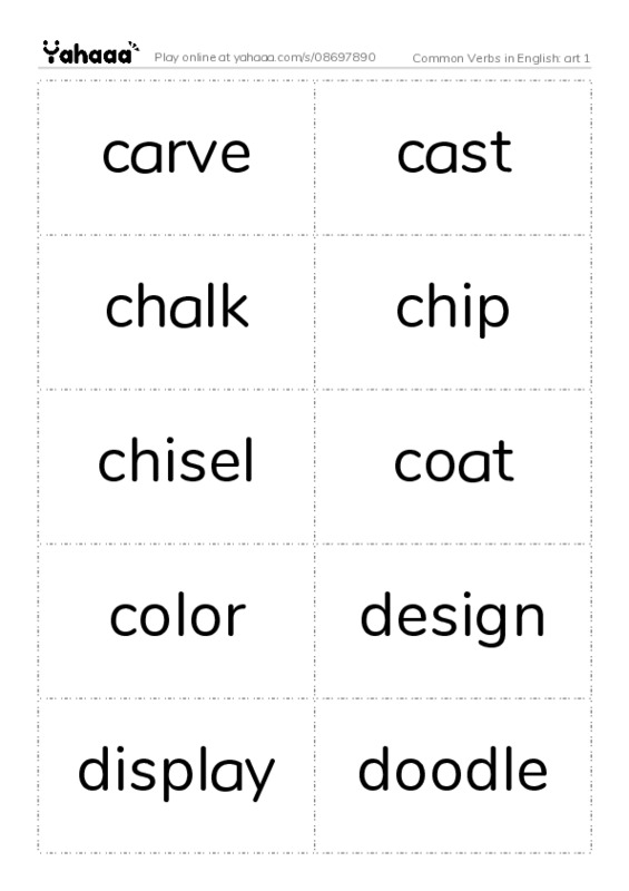 Common Verbs in English: art 1 PDF two columns flashcards
