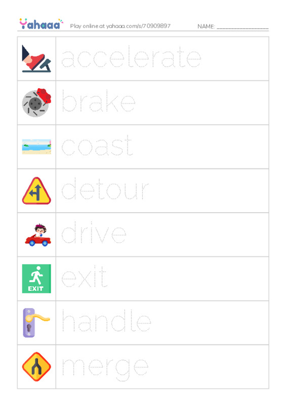 Common Verbs in English: driving 1 PDF one column image words