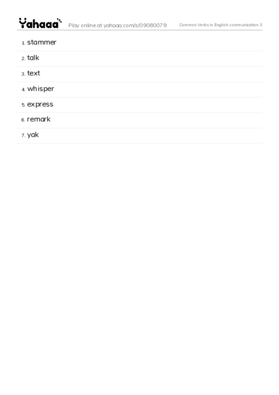 Common Verbs in English: communication 3 PDF words glossary