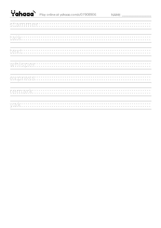 Common Verbs in English: communication 3 PDF write between the lines worksheet