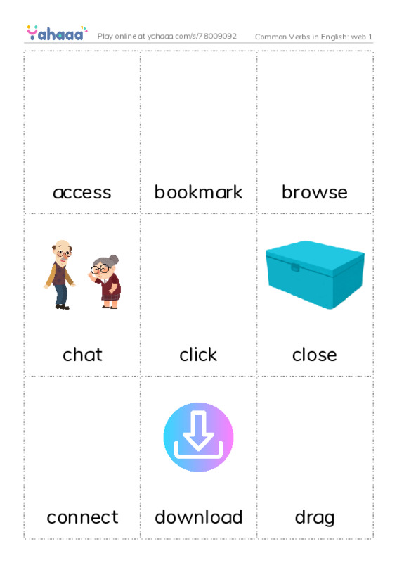 Common Verbs in English: web 1 PDF flaschards with images