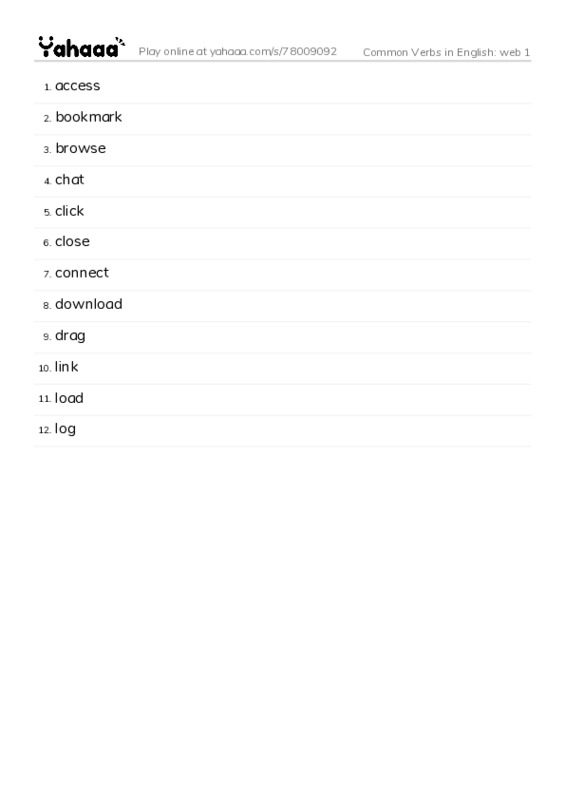 Common Verbs in English: web 1 PDF words glossary