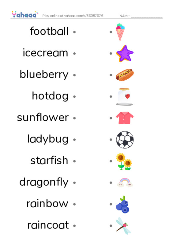 Compound Words PDF link match words worksheet