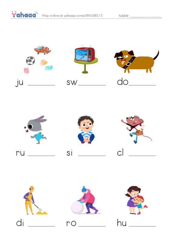 RAZ Vocabulary A: My Dog PDF worksheet to fill in words gaps