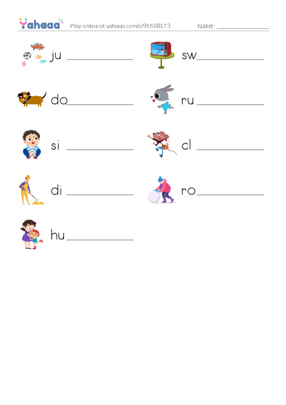RAZ Vocabulary A: My Dog PDF worksheet writing row